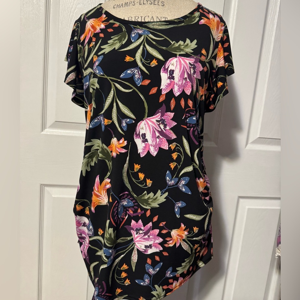 Maurices Large Maternity Floral Black Top